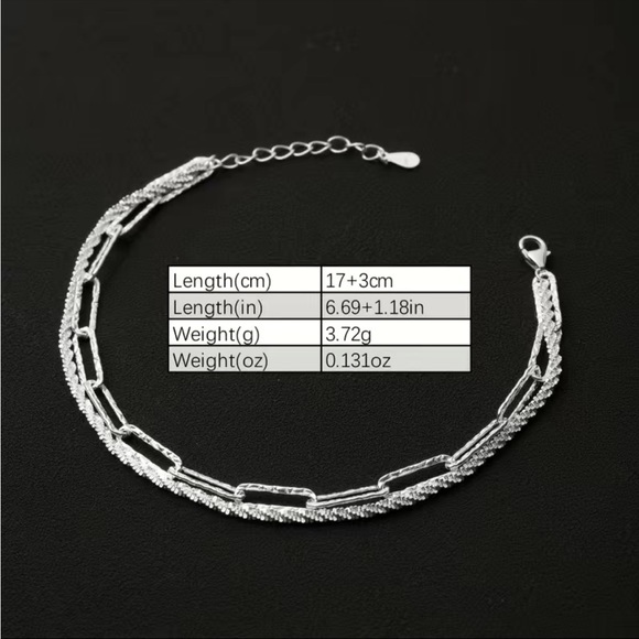925 Silver and Diamond Double Chain Bracelet - Picture 4 of 4